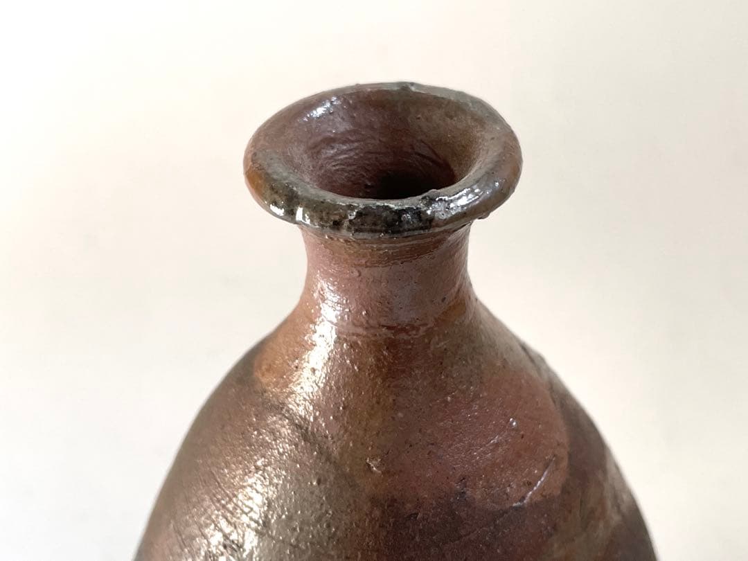 陶芸家　人間国宝　藤原啓　備前焼　備前　徳利　酒器　一輪挿し　箱なし　窯変