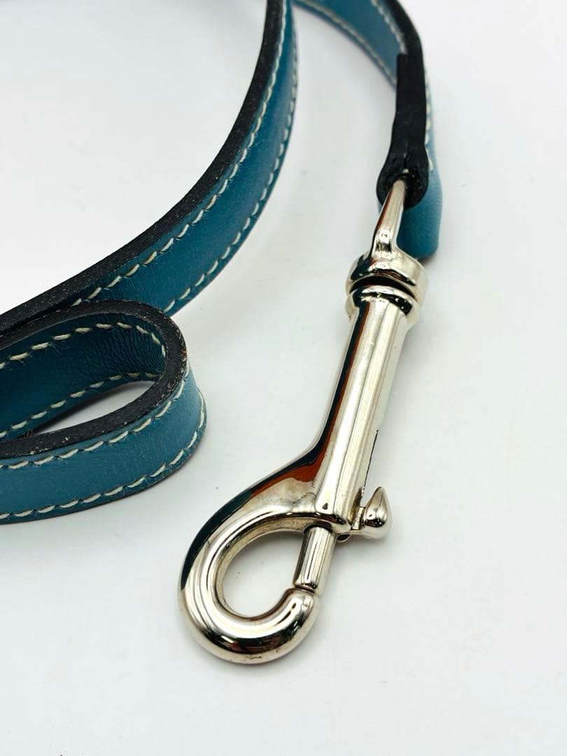 HERMES レザー　ブルー　犬用リード