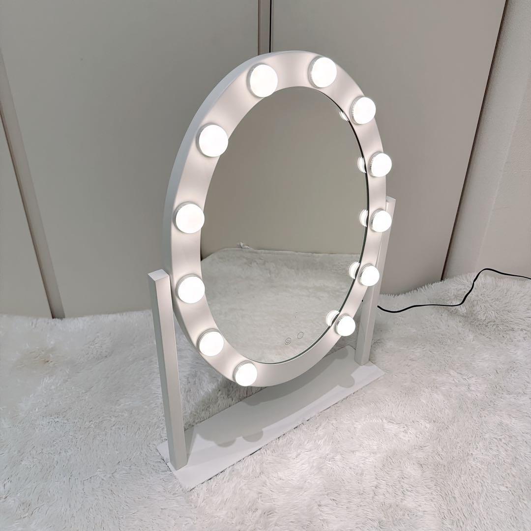 Francfranc フッツェハリウッドミラーラウンドLホワイト【女優ミラー】