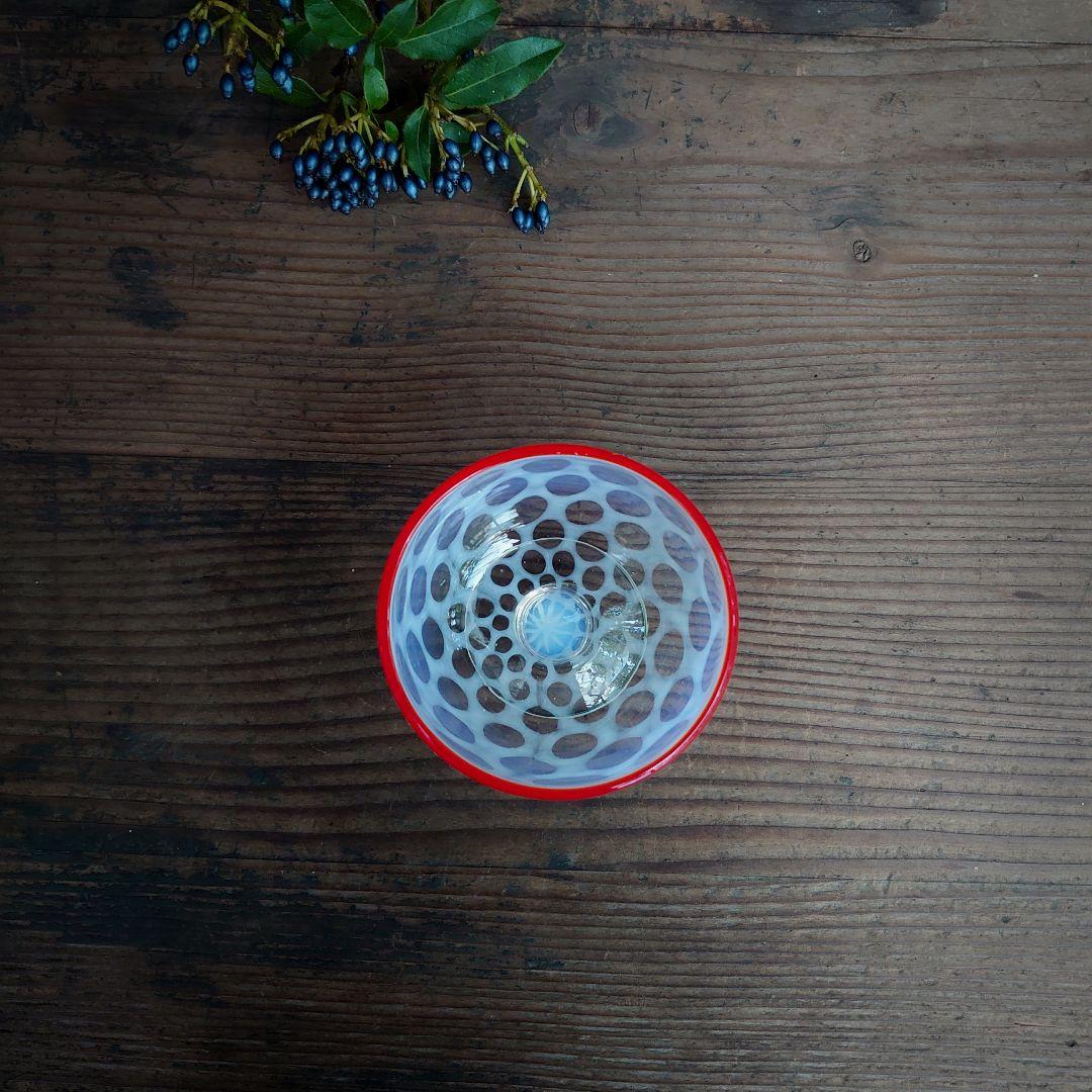 【ご成約】赤縁 碗形 水玉文 あぶり出し 氷コップ と 骨董の器 おまとめ