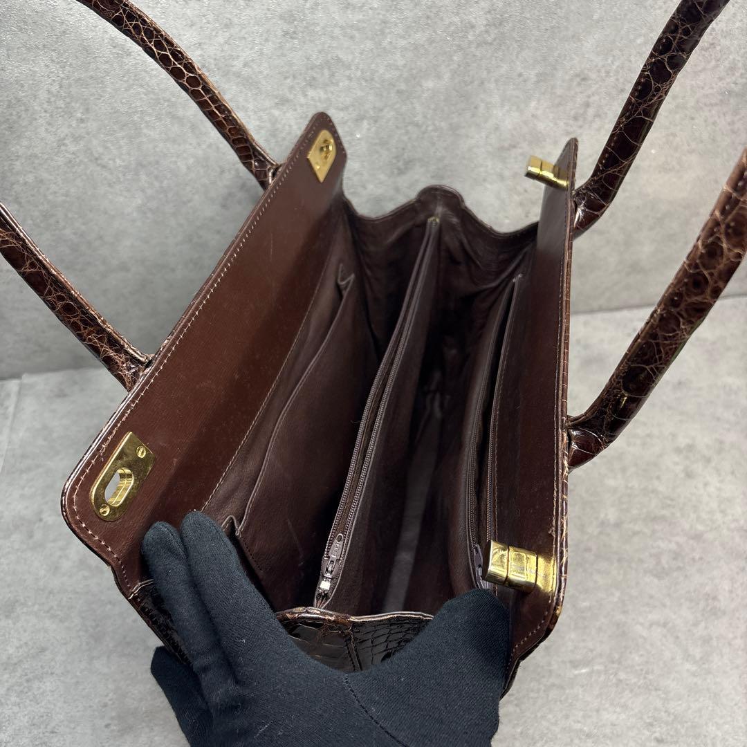 極美品！最上級　シャインクロコダイル　定価55万　センター取り　ハンドバッグ