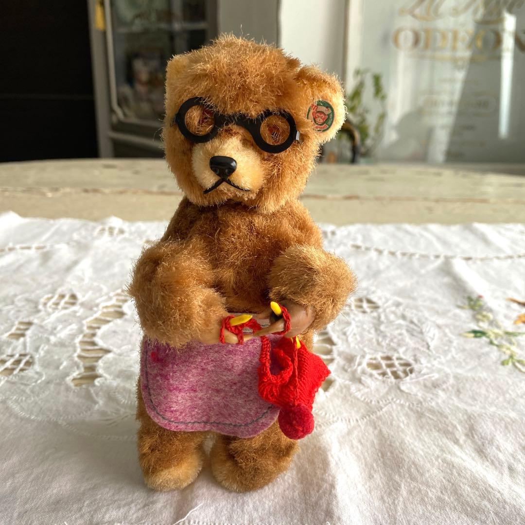 アンティーク　ビンテージベア　ゼンマイ仕掛け　編み物ベア　max carl
