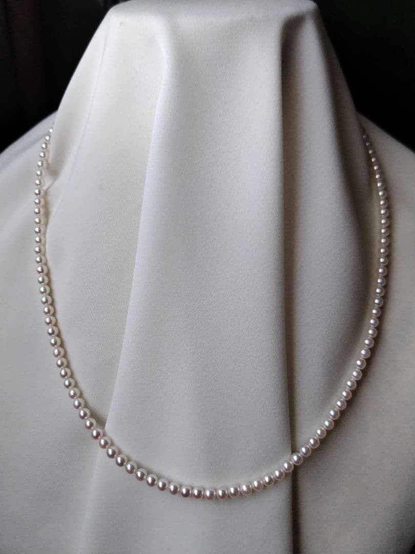 【艶照り最高】K18WG アジャスター付き あこや真珠ベビーパールネックレス