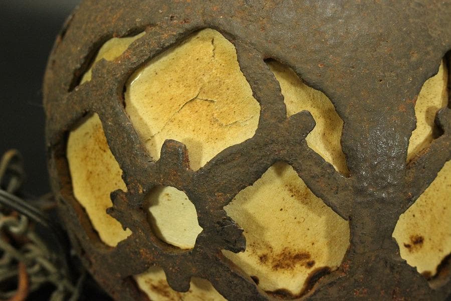 鉄製 吊り灯 和照明 吊り鎖付 時代物(A977)