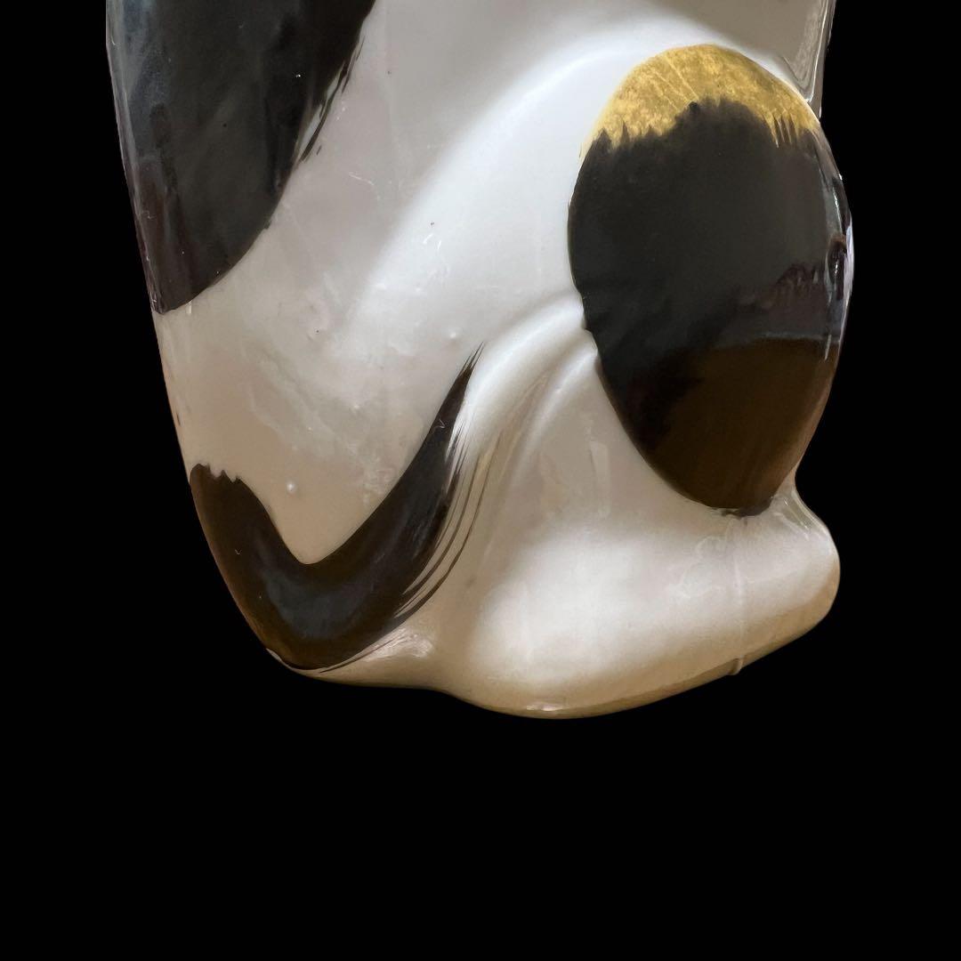 鸛《美品＆希少》明治~大正時代 古瀬戸 色絵 金彩 招き猫BIG 高さ24cm