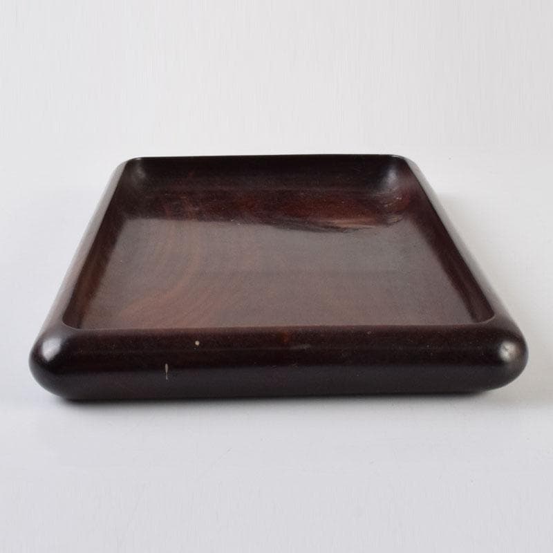 中国　唐木紫檀製　無垢刳り貫き　煎茶盆　香盆　C　9084