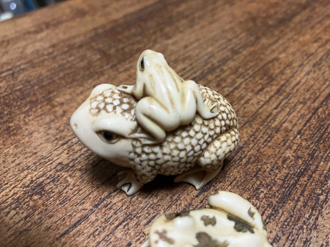 根付 天然素材 蛙 セット ビンテージ アンティーク 骨董品
