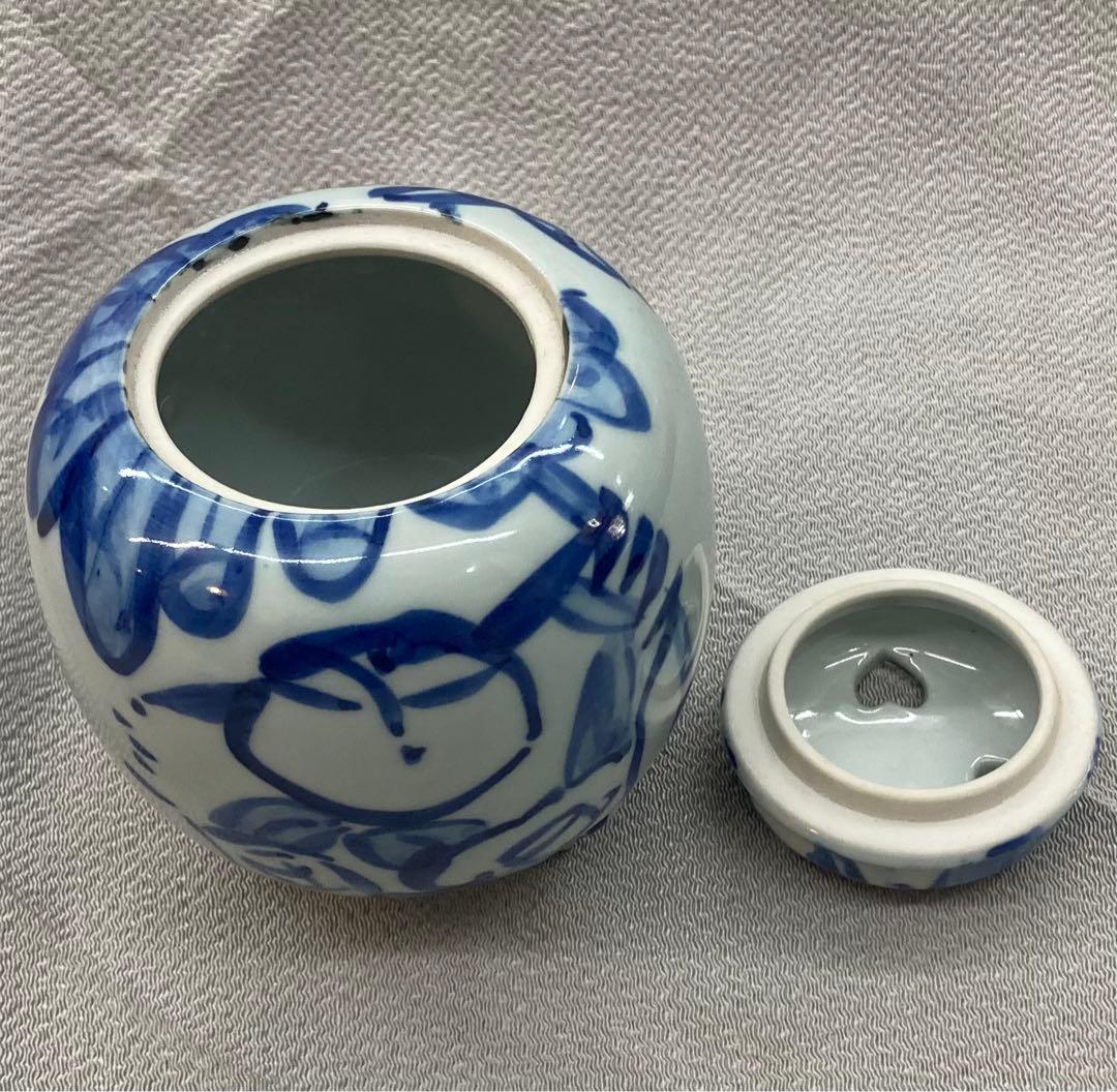 B68s  佐藤勝彦作　染付人物香炉　かつひこ　画家書家陶芸家