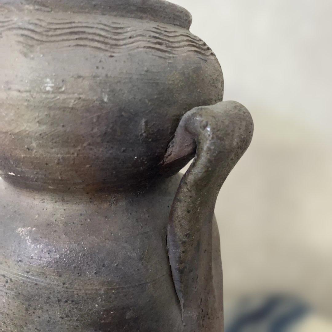 人間国宝　金重陶陽　備前耳付花瓶