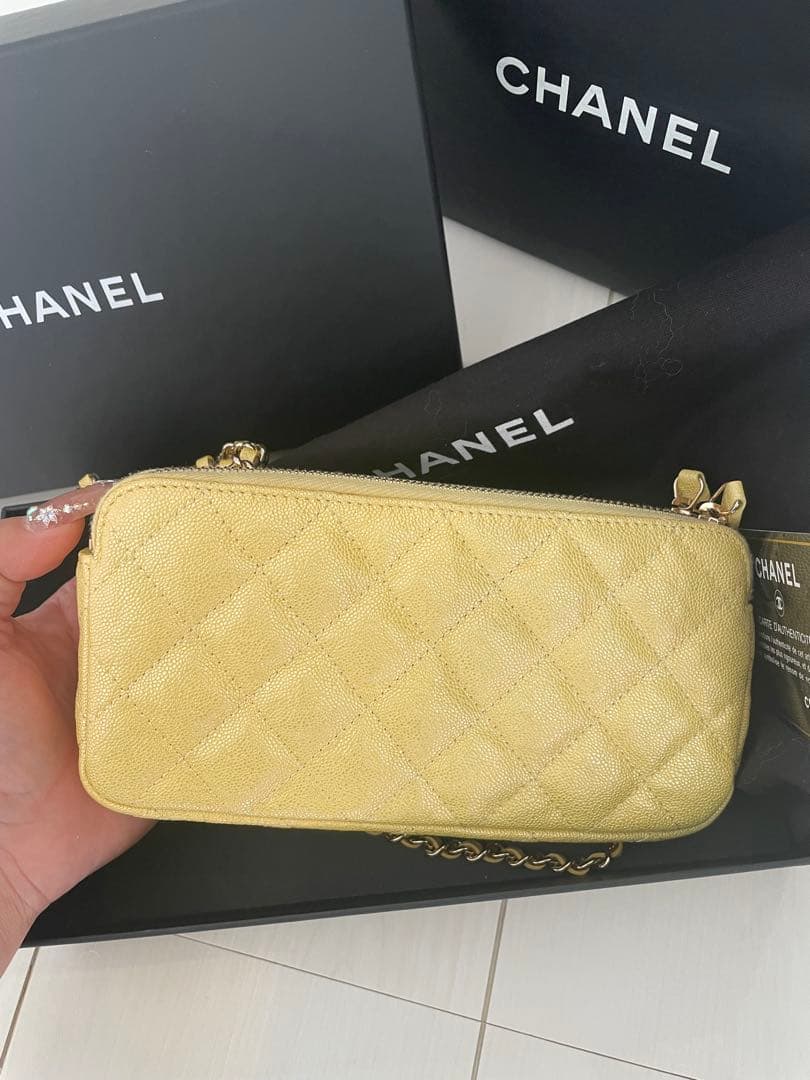 ♡超美品♡レア品CHANELマトラッセ⭐︎チェーンウォレット⭐︎黄色ショルダーバッグ