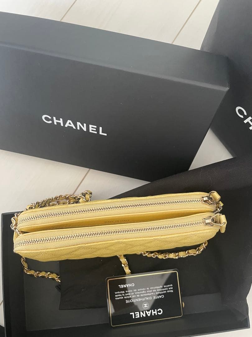 ♡超美品♡レア品CHANELマトラッセ⭐︎チェーンウォレット⭐︎黄色ショルダーバッグ