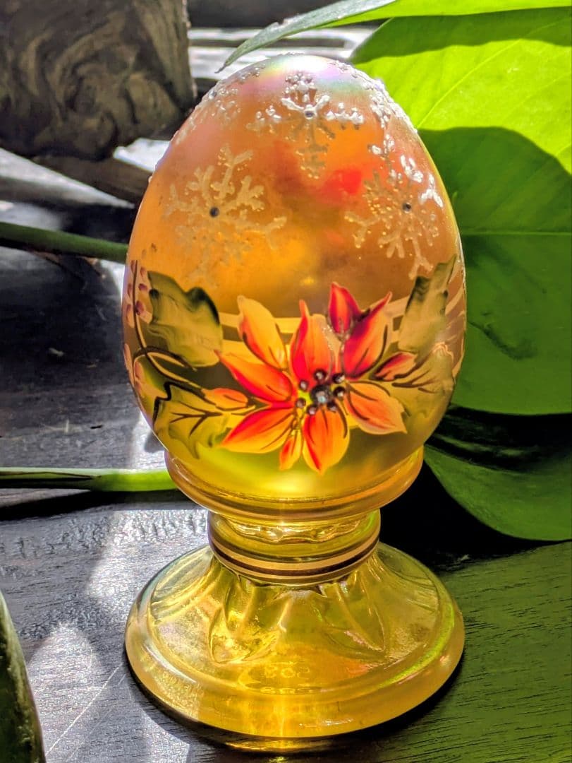 フェントン　幸運のゴールドエッグ スワロフスキー　限定ハンドペイントガラス