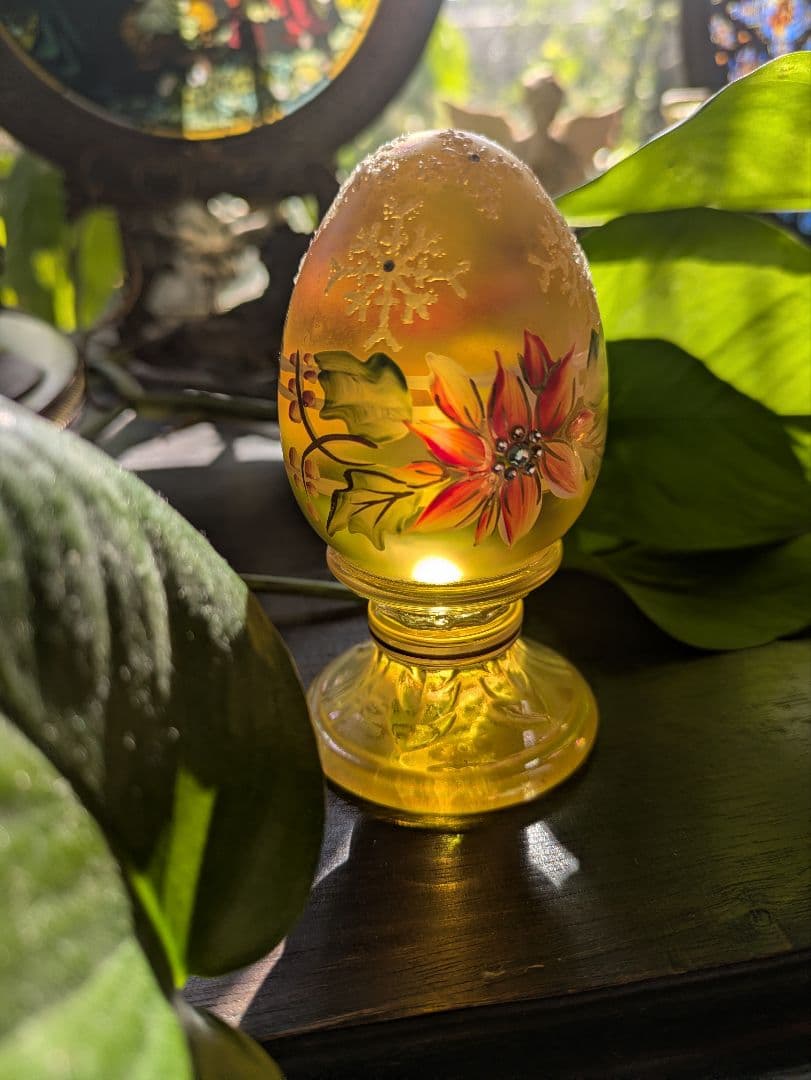 フェントン　幸運のゴールドエッグ スワロフスキー　限定ハンドペイントガラス