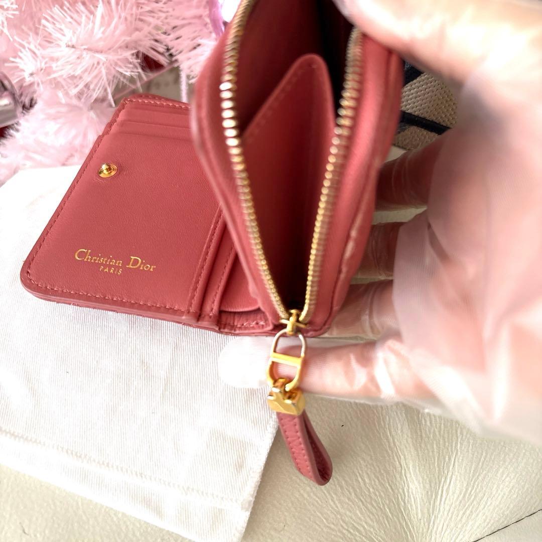 cocoDior ローズピンク キルティング 二つ折り財布　カロ