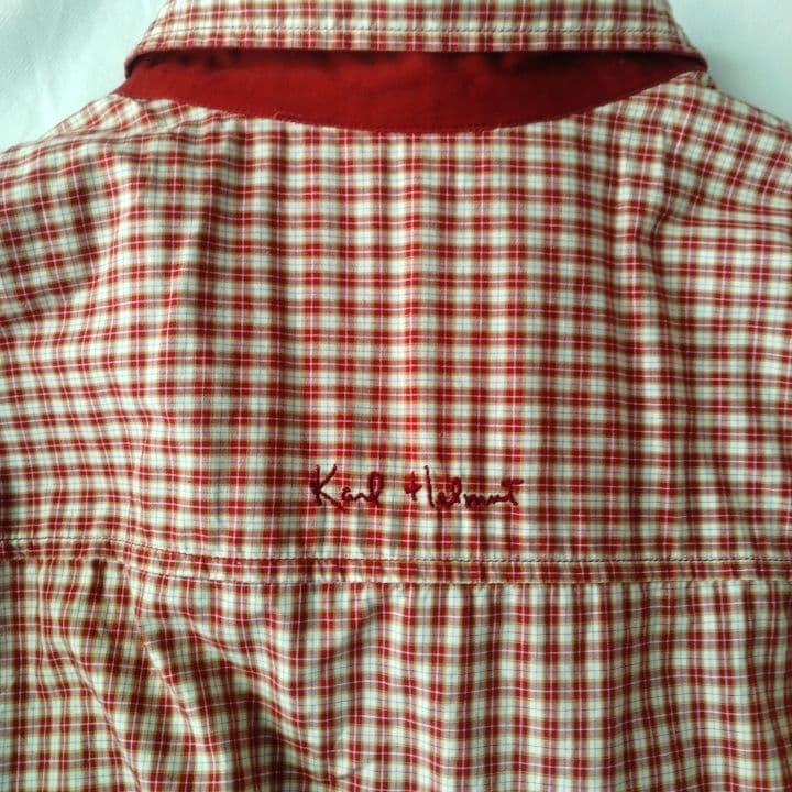 Karl Helmet 赤＆チェック リバーシブルジャケット・ユニセックス