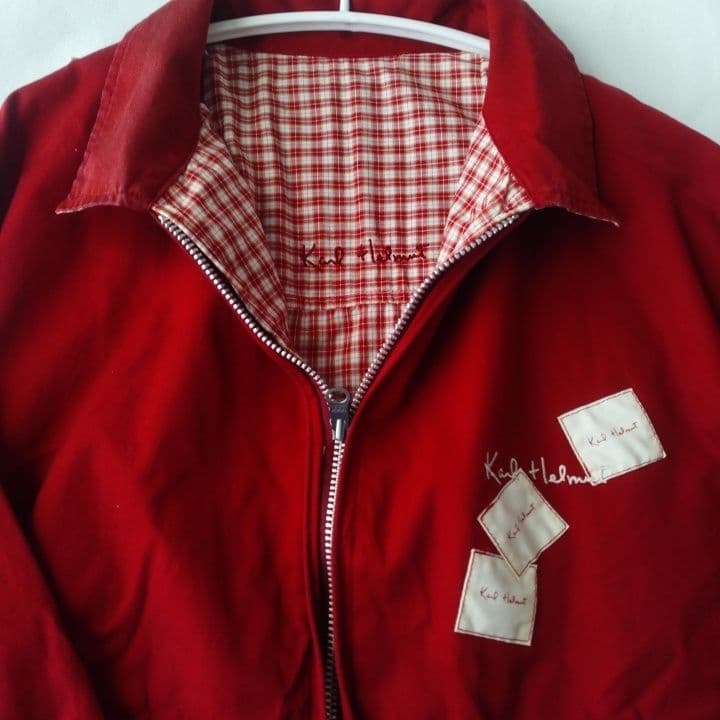Karl Helmet 赤＆チェック リバーシブルジャケット・ユニセックス