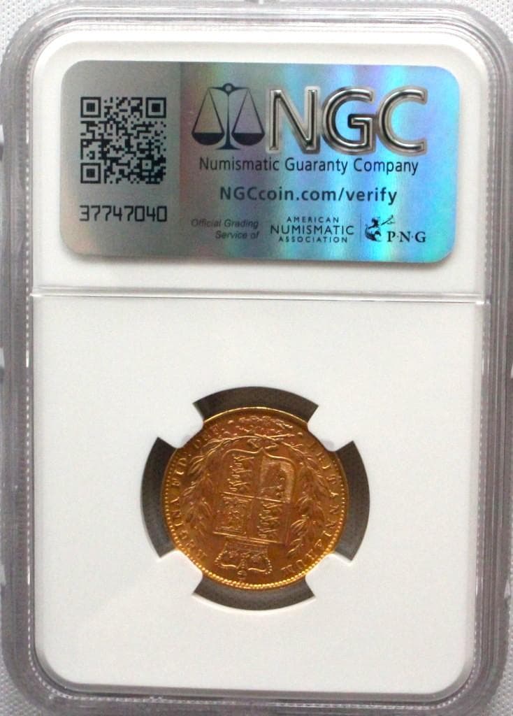 1869年 イギリス ビクトリア ソブリン金貨 NGC MS62