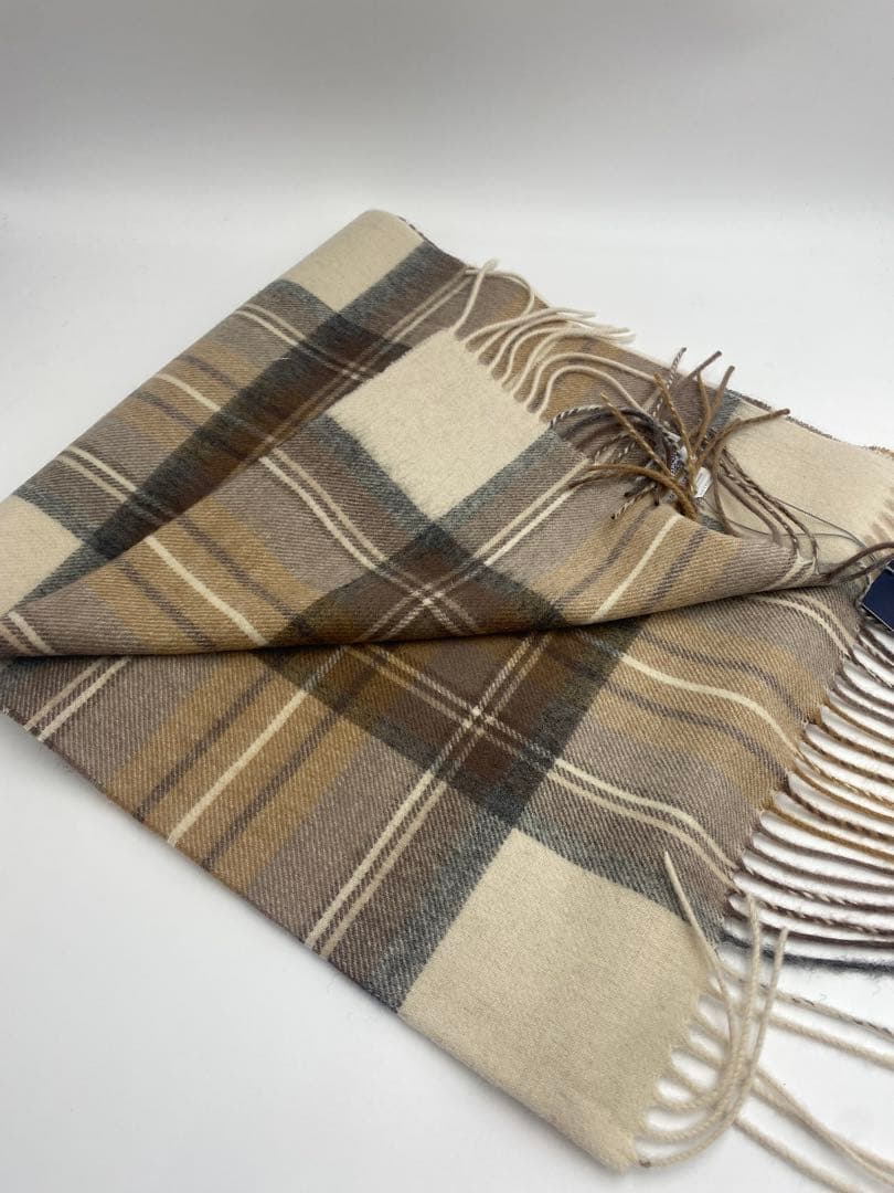 JOHNSTONS ジョンストンズ 中判チェックストール　マフラー　ブラウン