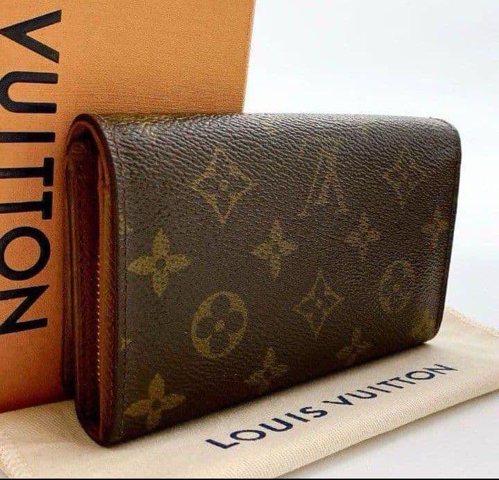 ルイヴィトンモノグラムポルトモネビエL字ブラウンレディース二つ折り財布送料無料