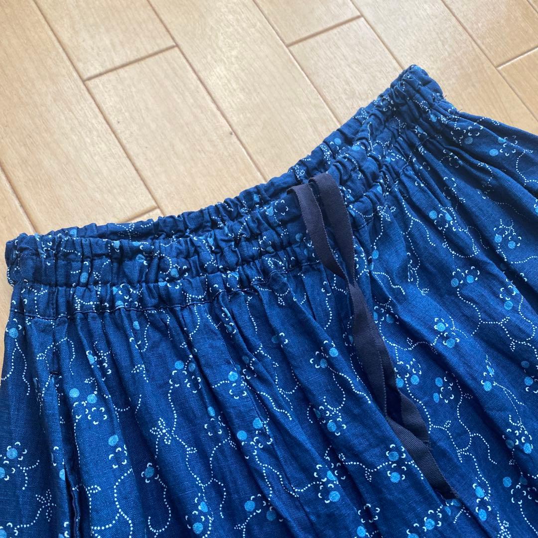 ネストローブnest Robe＊リネン ティーフラワープリントワイドパンツ