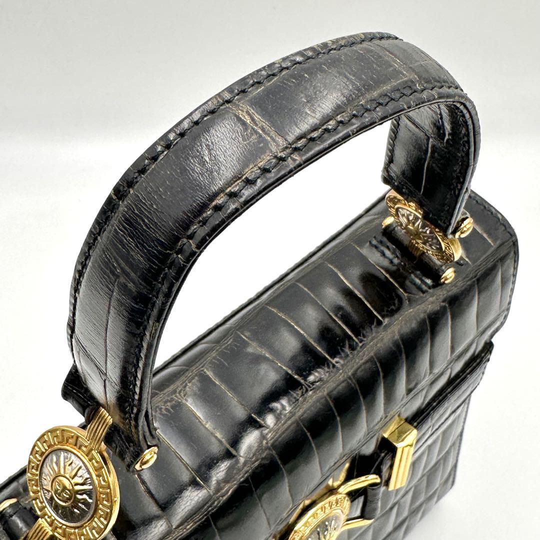 ヴェルサーチ クロコダイル ハンドバッグ レザー メデューサ ゴールド金具