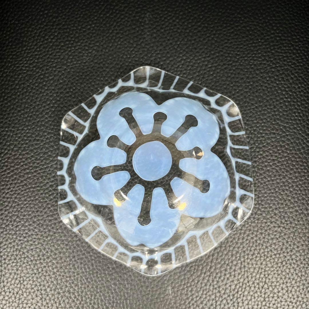 骨董　レトロガラス　希少縞に桜紋　反り口フリル　乳白色炙り出し　氷コップ　後発品