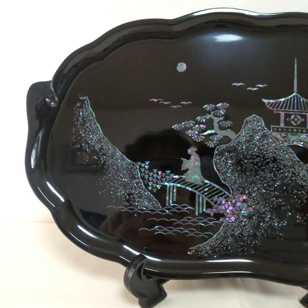 螺鈿細工 飾り盆 飾り皿 高岡漆器 青貝塗 繊細優美 伝統工芸品