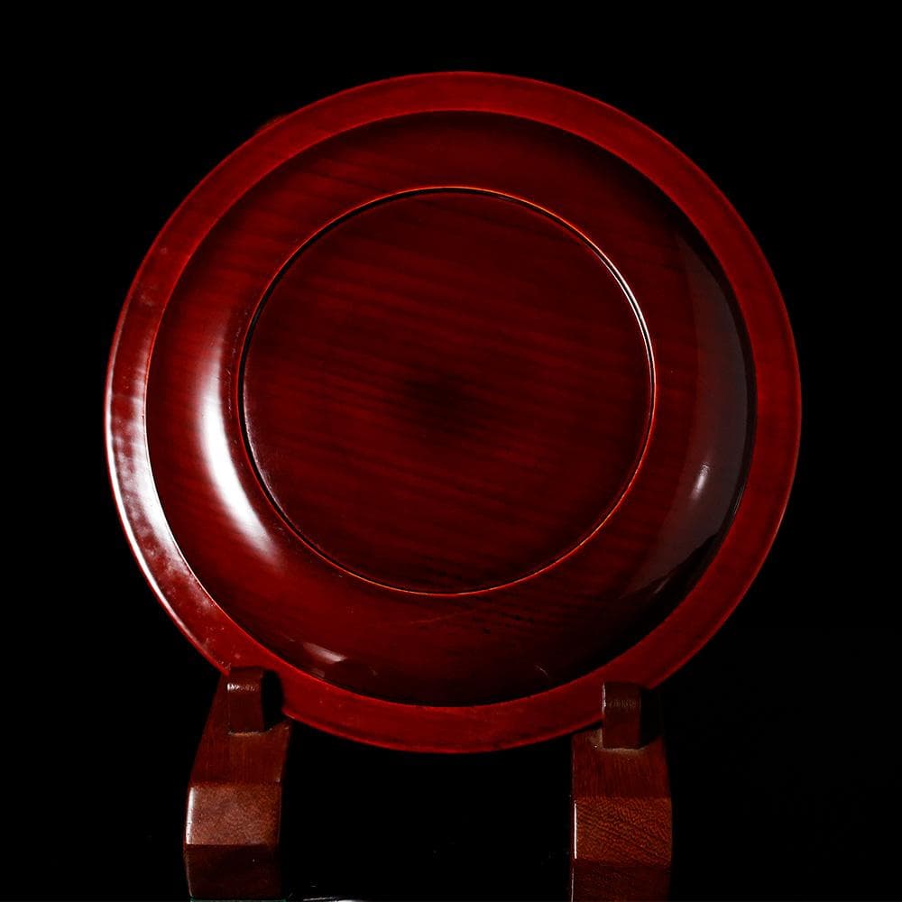 T　秀斉作　 利休好字　干菓子盆　茶道具　盆　お茶　木製　共箱