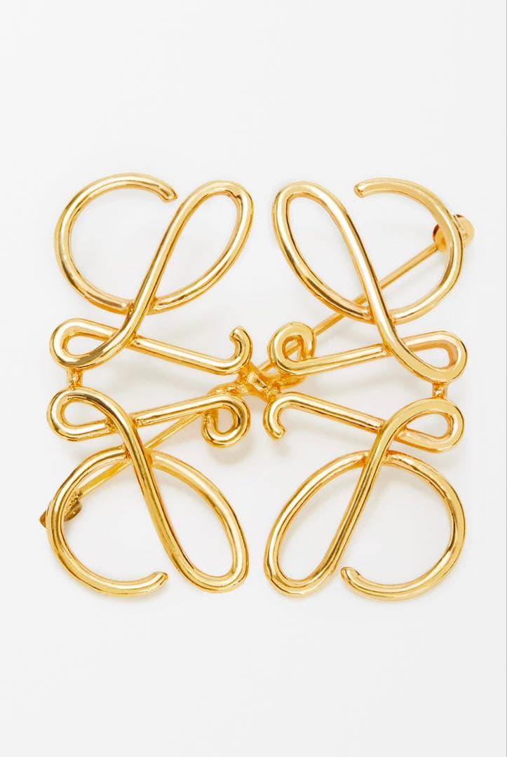 LOEWE アナグラム　メタルブローチ　ゴールド