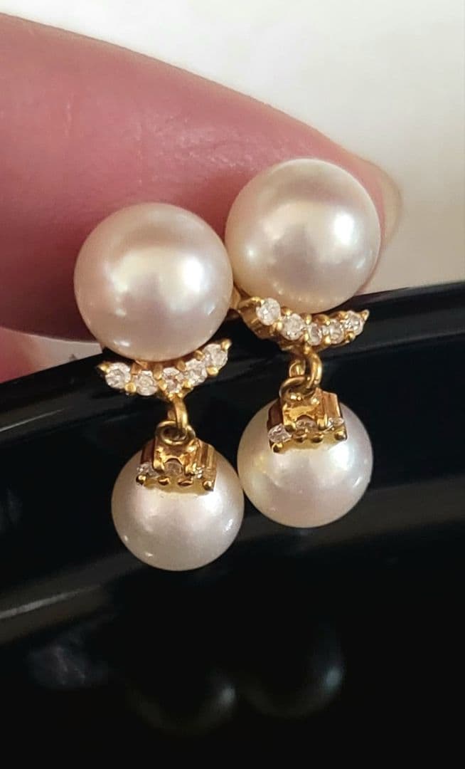 森さま専用　K18 パールピアス 両耳 キャッチ含む 18金 本真珠 小ぶり