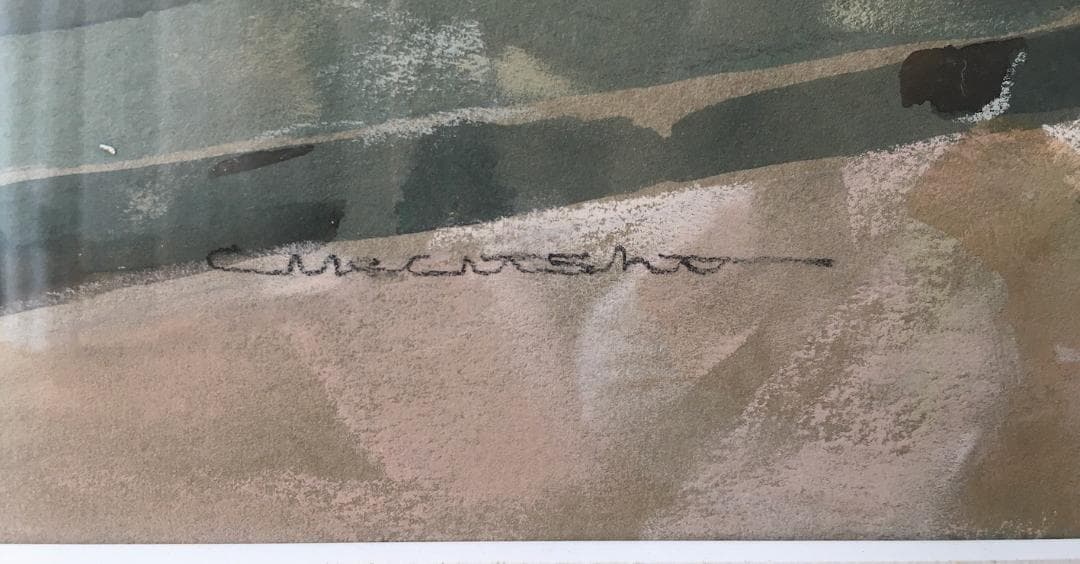 赤石文雄　パステル画「ものおもい」　M10号位　状態良好