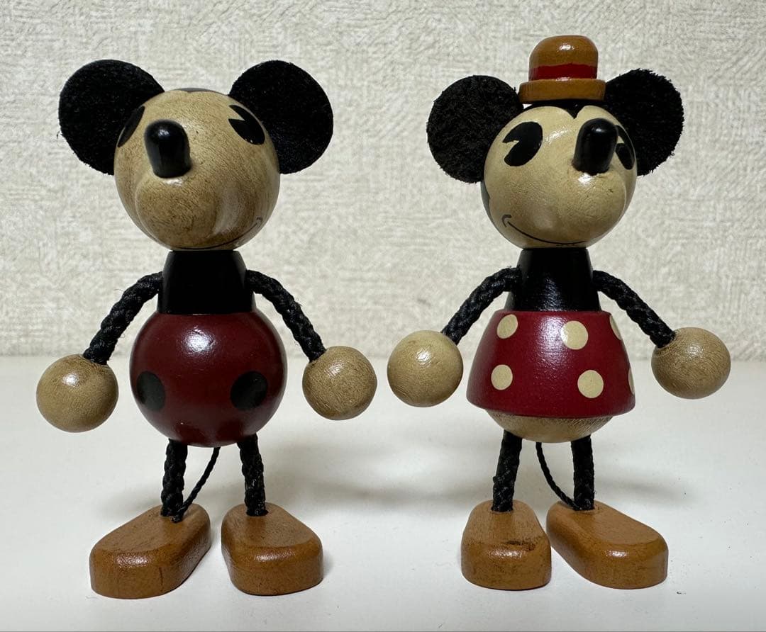 木製 レトロトイコレクション ウッデンドール S ミッキー＆ミニーペアセット