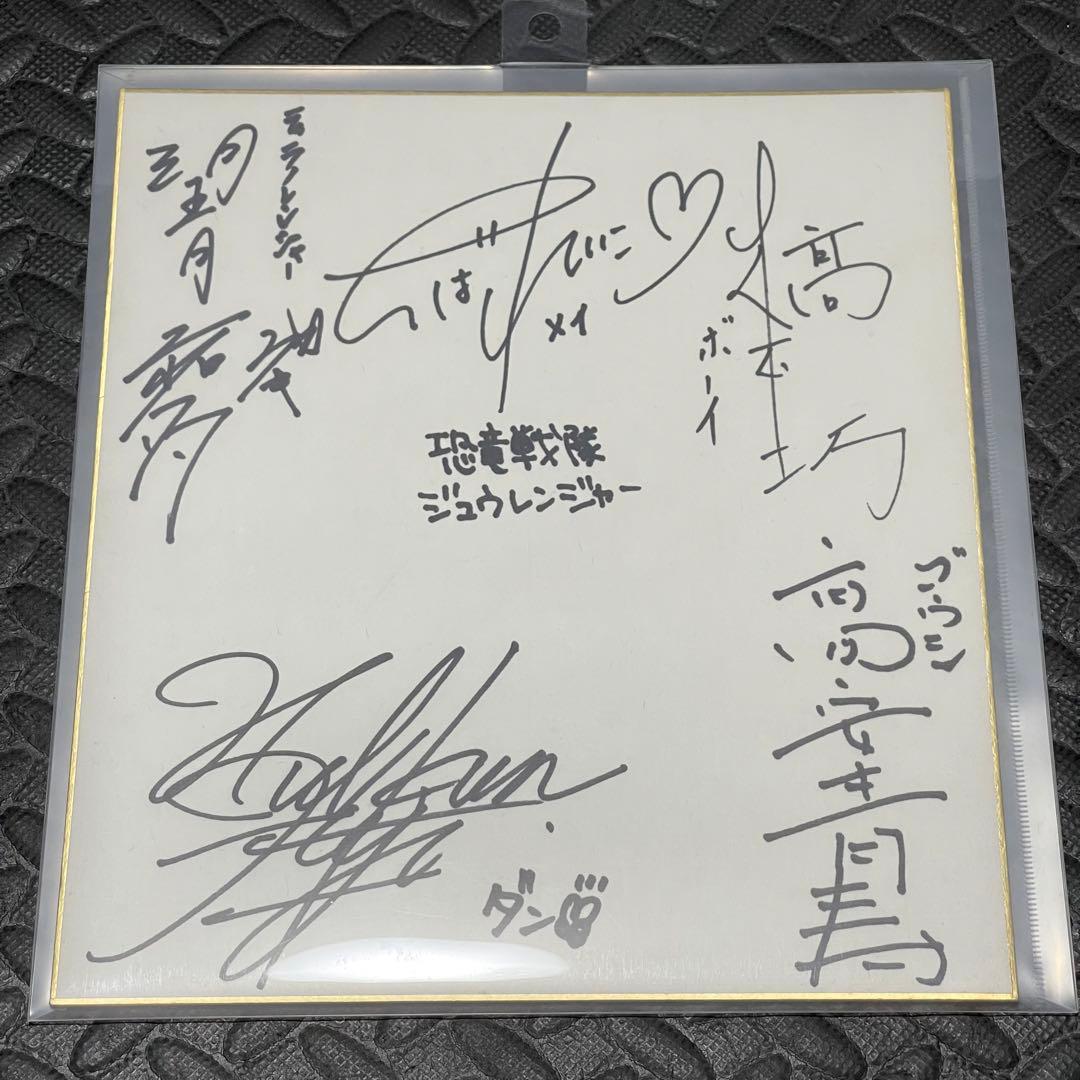 恐竜戦隊ジュウレンジャー 直筆サイン色紙 千葉麗子 望月祐多