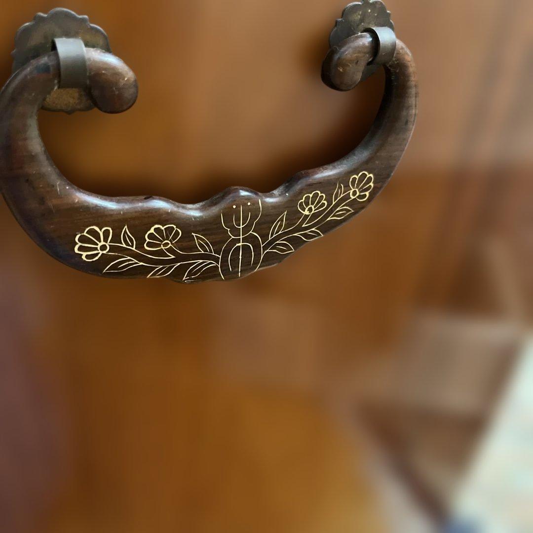 寄木箪笥　木象嵌　３段チェスト　サイドボード 整理箪笥　寄木細工　鍵付き　②