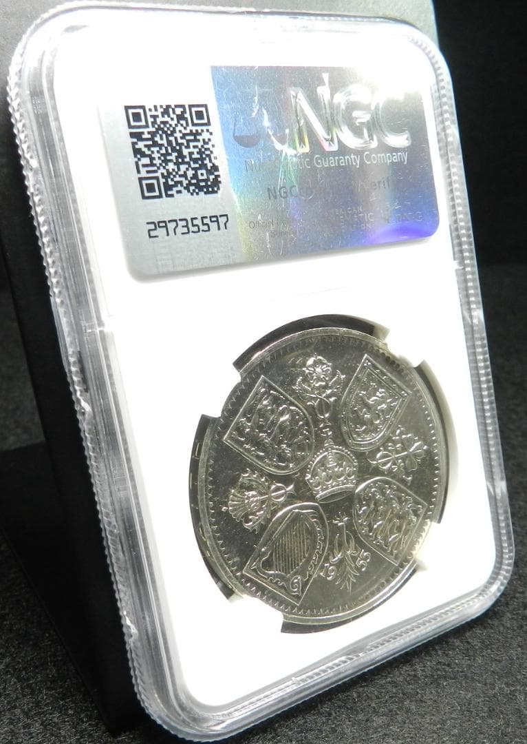 1953年 イギリス エリザベス2世 NGC 白銅貨 クラウン PF65 銀貨