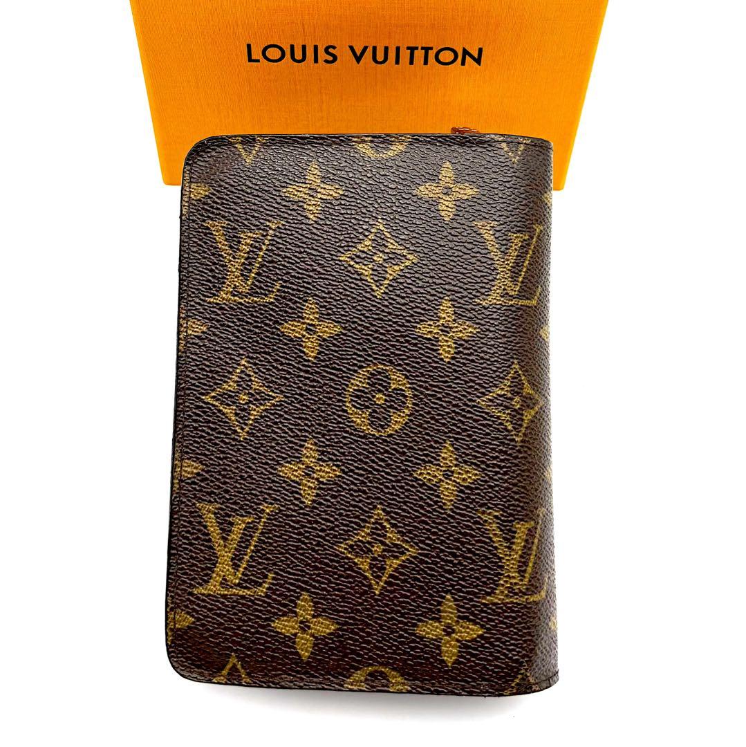 ルイヴィトン　モノグラム　二つ折り財布　手帳型　ポルトパピエジップ　パスケース付