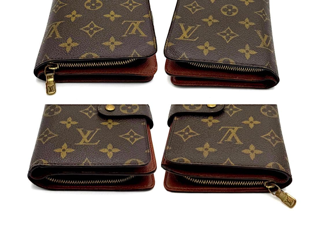 ルイヴィトン　モノグラム　二つ折り財布　手帳型　ポルトパピエジップ　パスケース付