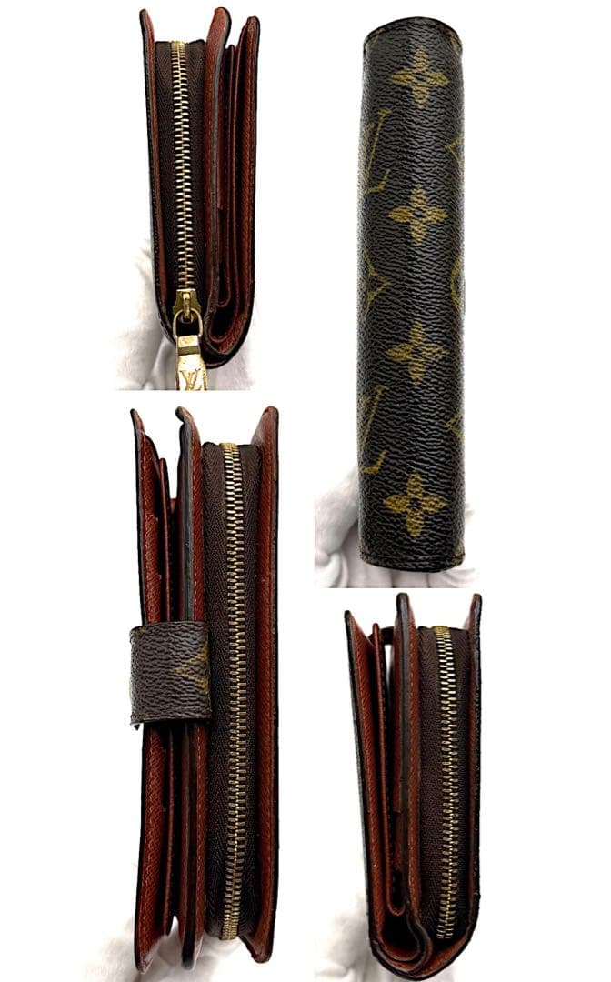 ルイヴィトン　モノグラム　二つ折り財布　手帳型　ポルトパピエジップ　パスケース付