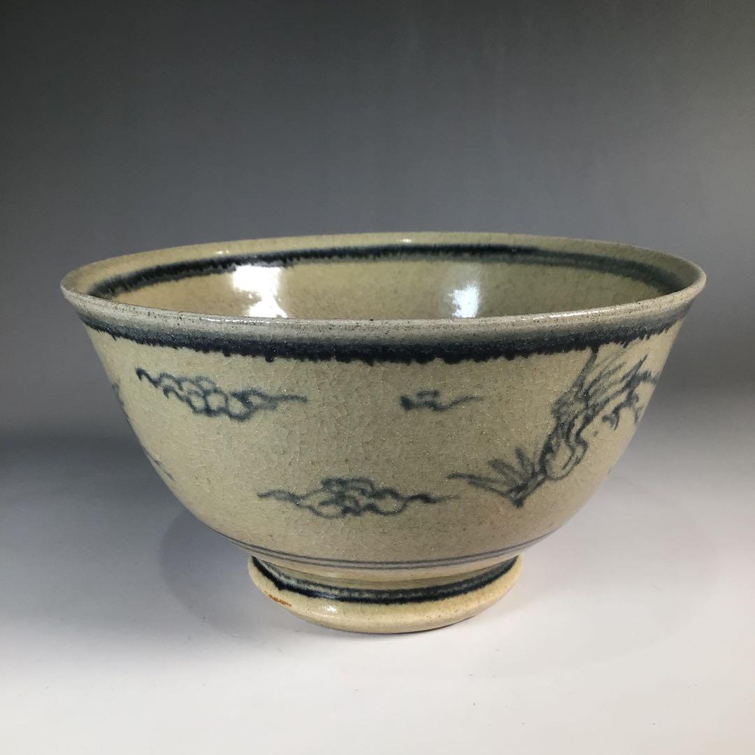 Ｎ４１４　茶碗　『膳所焼　陽炎園造』『淡々斎　箱書』『安南写茶碗』　共箱　茶道具