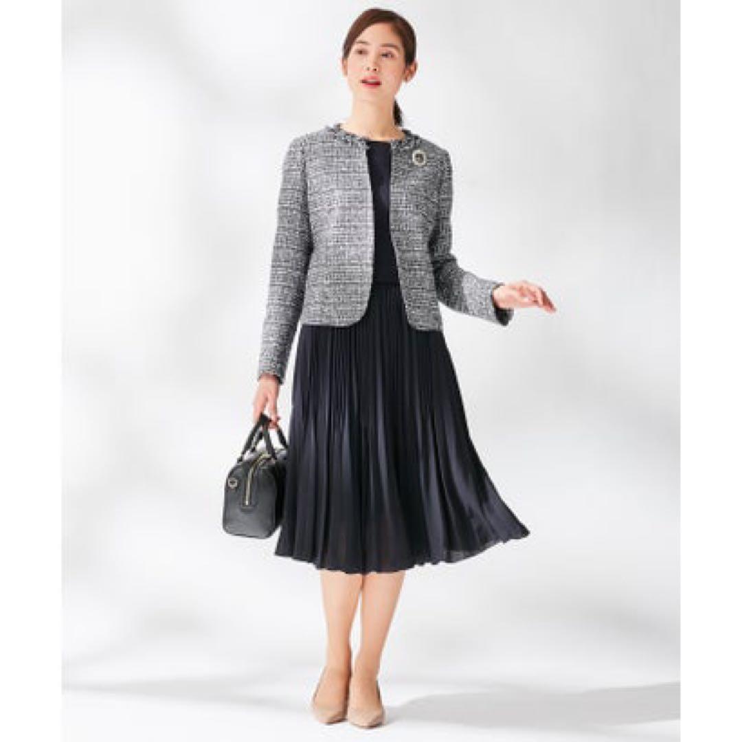 新品✨組曲 洗えるジャージコンビプリーツ ワンピース 近年 大きい ゆったり