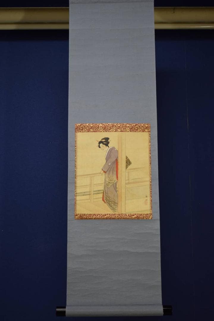 真作/島田廣明/美人図/布袋屋掛軸HI-391