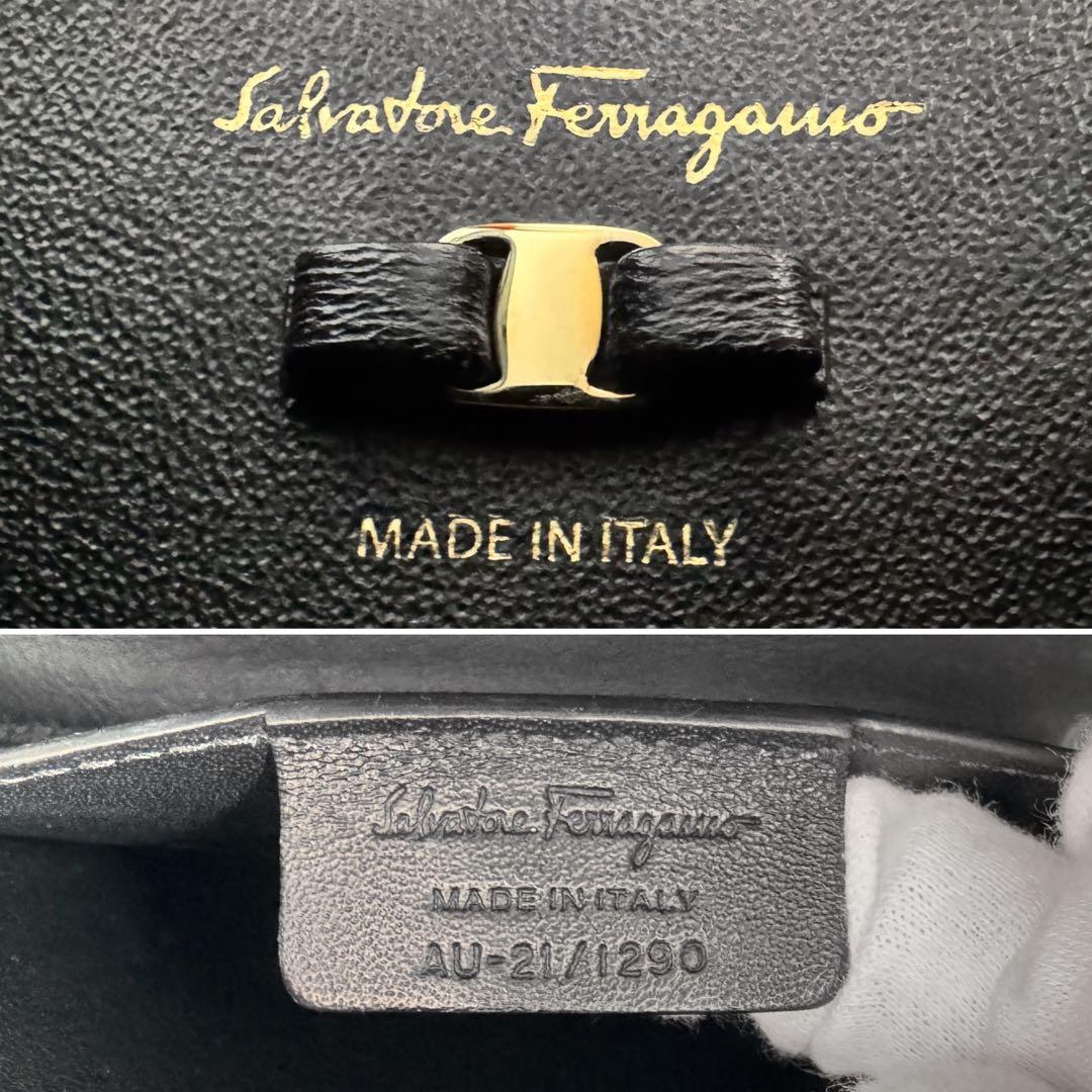 フェラガモ ヴァラ ハンドバッグ チェーンショルダーバッグ 2way ブラック