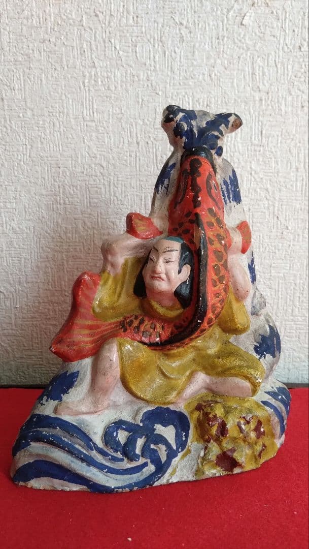 土人形　堤土人形　大型　鯉の滝登り　明治期　歌舞伎