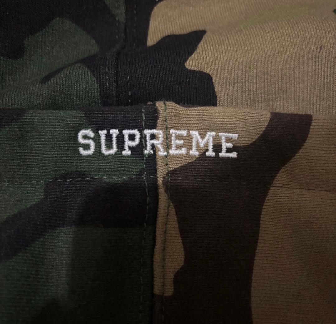 シュプリーム Sロゴジップアップ フーデッド ウッドランドカモ