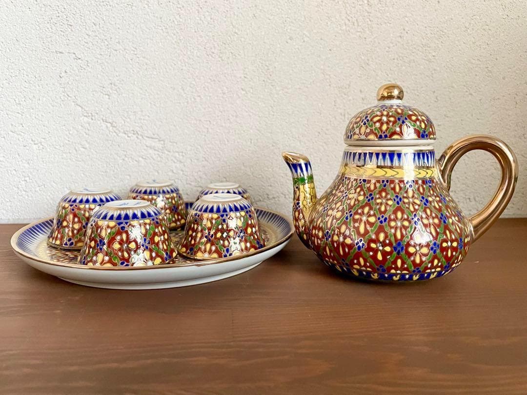 未使用 ベンジャロン焼 茶器 ティーセット カップ 小物入れ ポット タイ 高級