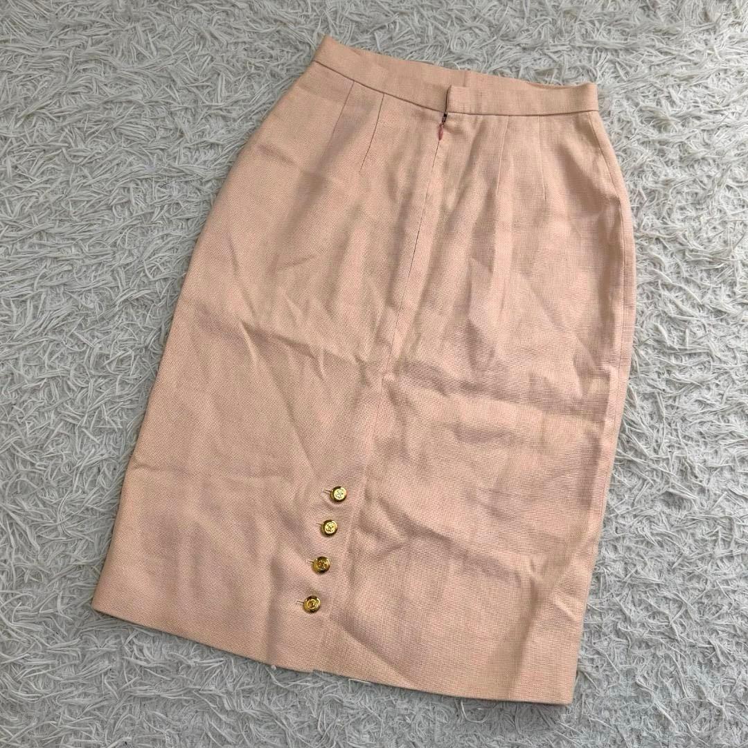 16529✨シャネル 金ボタン ココマーク タイトスカート サーモンピンク 34