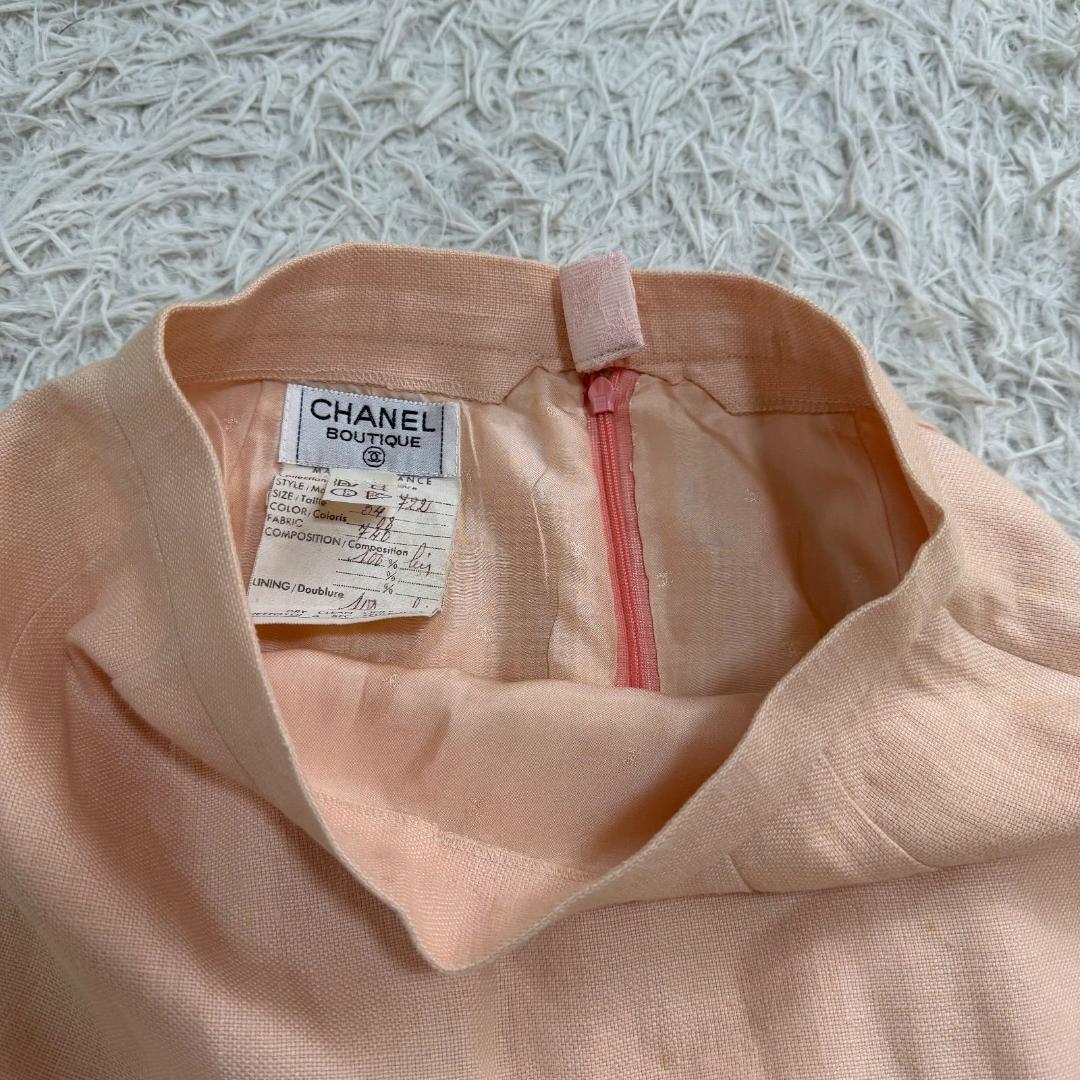 16529✨シャネル 金ボタン ココマーク タイトスカート サーモンピンク 34