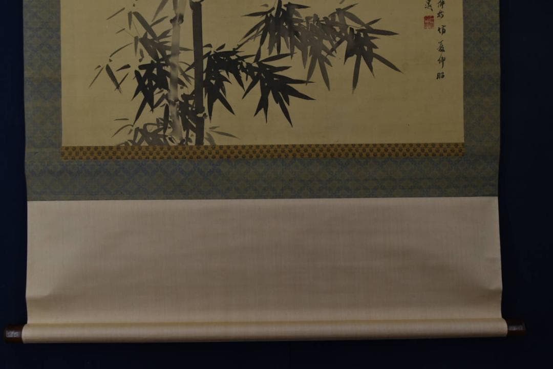 【真作】谷文晁/竹之図/横物/墨竹図/掛軸/名家伝来/AA-73