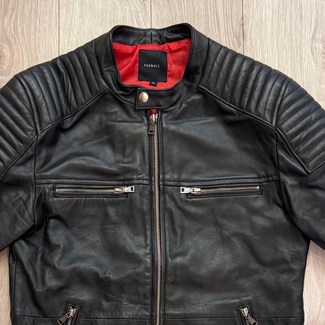 roshell 本革 レザージャケット XL ブラック ライダース ブルゾン