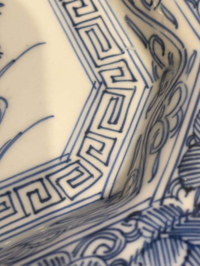 古伊万里 伊万里焼 角皿 染付花の図八角皿